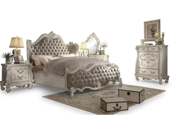 Style classique de lit Baroque Chesterfield en cuir pour hôtel double antique de style rococo