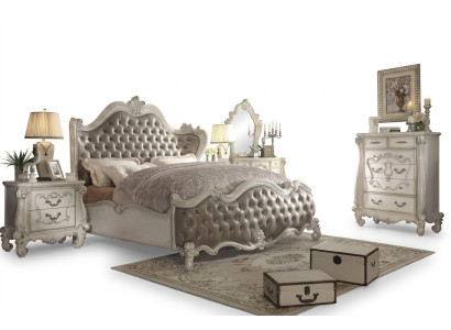 Style classique de lit Baroque Chesterfield en cuir pour hôtel double antique de style rococo