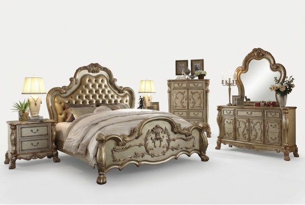 Lit 2x Table de chevet 3 pièces Ensemble de chambre lits de luxe de designer Chesterfield