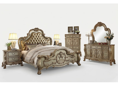 Lit 2x Table de chevet 3 pièces Ensemble de chambre lits de luxe de designer Chesterfield