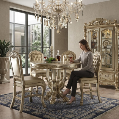 Salle à manger ronde Table ronde Tables en bois Mobilier baroque rococo classique et nouveau