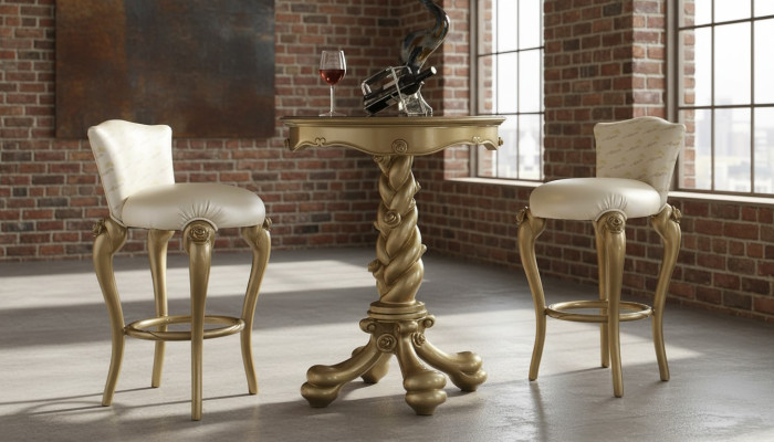 Tabouret de bar, chaise de bar, fauteuil baroque de bar à la maison pour comptoir de bar, décoration de barre baroque