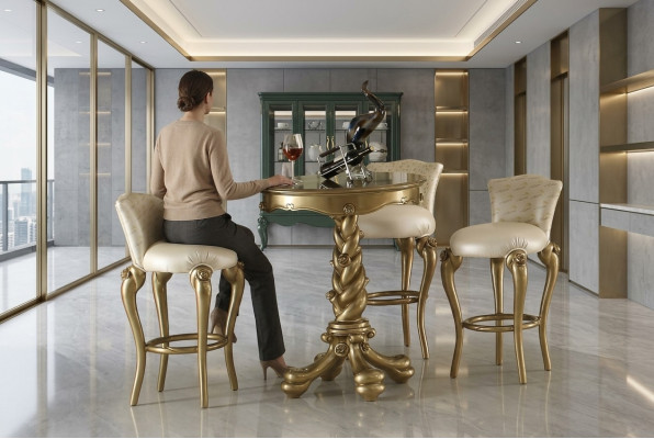 Table de bar Table de bistrot Table ronde Table de bar Comptoir Bois massif Meuble classique