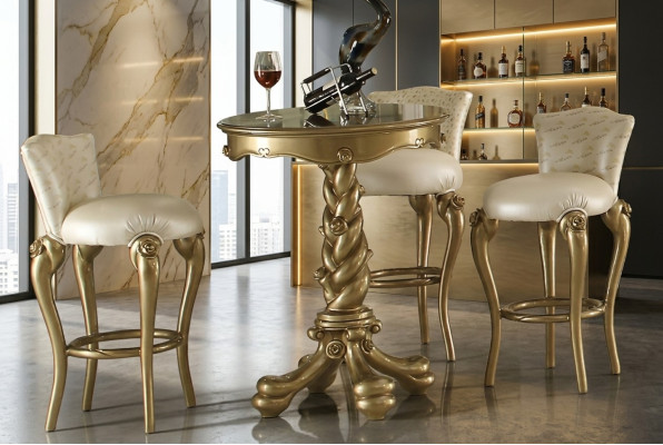 Table de bar Table de bistrot Table ronde Table de bar Comptoir Bois massif Meuble classique