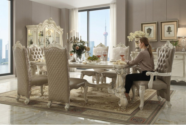 Ensemble de salle à manger Royal 7 pièces suite Table rococo-baroque avec 6 chaises.