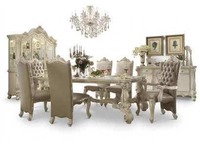 Ensemble de salle à manger Royal 7 pièces suite Table rococo-baroque avec 6 chaises.