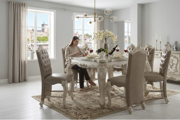 Suite de salle à manger royale Table à manger rectangulaire avec x8 chaises Mobilier baroque rococo