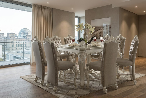 Suite de salle à manger royale Table à manger rectangulaire avec x8 chaises Mobilier baroque rococo