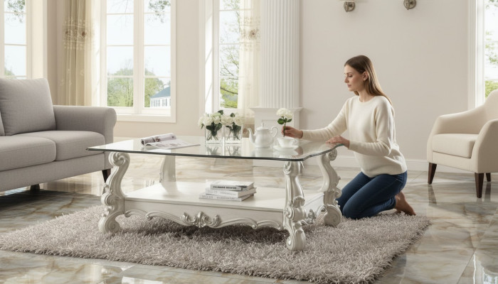 Table basse au design élégant pour canapé, pour décorer le salon ou la chambre à coucher, de style baroque