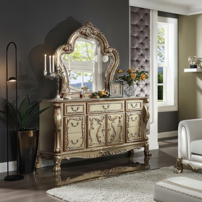 Noble Commode Buffet Commodes Armoire + Miroir Baroque Rococo Buffet en bois neuf