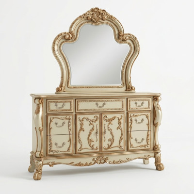 Noble Commode Buffet Commodes Armoire + Miroir Baroque Rococo Buffet en bois neuf