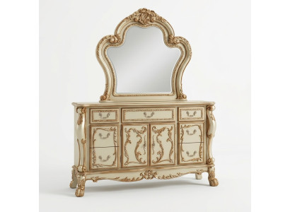 Noble Commode Buffet Commodes Armoire + Miroir Baroque Rococo Buffet en bois neuf