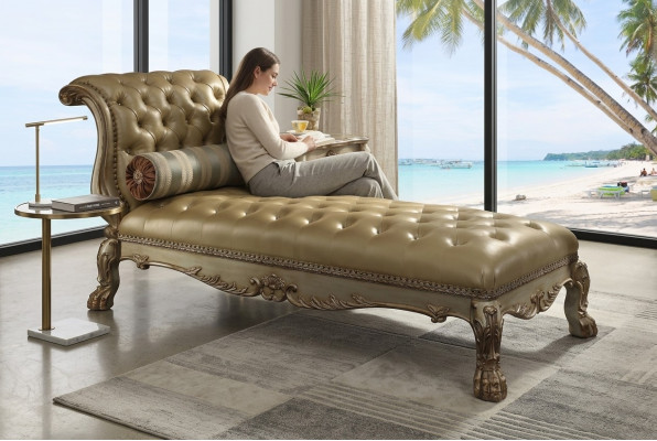 Chaise Longue Chesterfield Fauteuil en cuir doré Loafers Chesterfield