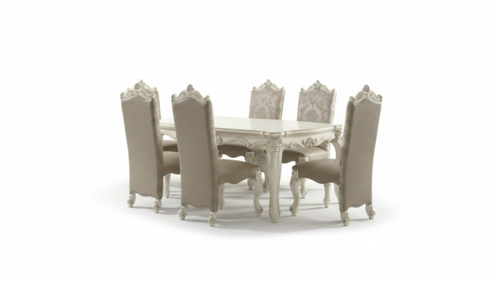 Ensemble de salle à manger royal Baroque-Rococo Mobilier de salle à manger 6x chaises Table à manger 7 pièces. ensemble