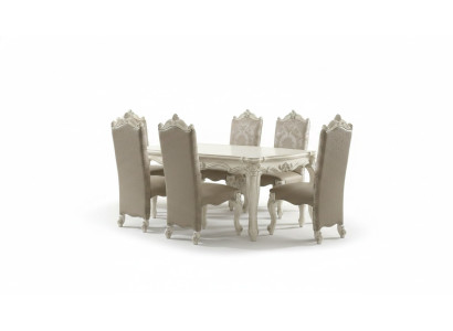 Ensemble de salle à manger royal Baroque-Rococo Mobilier de salle à manger 6x chaises Table à manger 7 pièces. ensemble