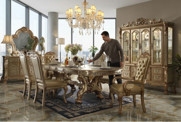 Table à manger royale Designer Chesterfield 6x chaises Ensemble complet 7 pièces.