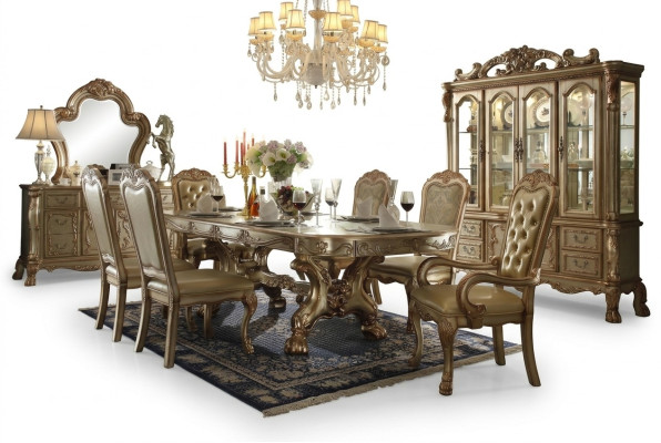 Table à manger royale Designer Chesterfield 6x chaises Ensemble complet 7 pièces.