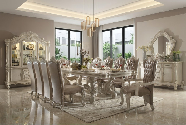 Table à manger royale + 6 chaises Salle à manger Ensemble complet e Suite 7 pièces.