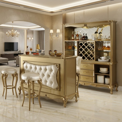 Les comptoirs de bar, les tables de bar en bois, les tables de bar de luxe, les comptoirs de classe baroque faits à la main, du neuf.