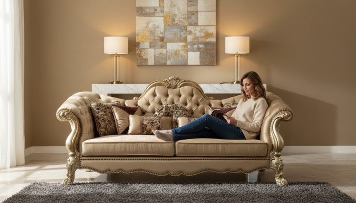 Canapé design deux places Canapé 2 places Canapé Suite Rembourrage Tissu Sofas