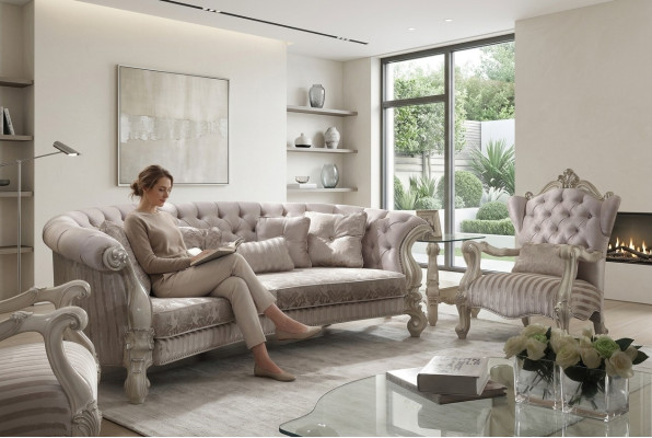 Canapé Chesterfield 4 places Canapé en tissu de luxe classique Baroque