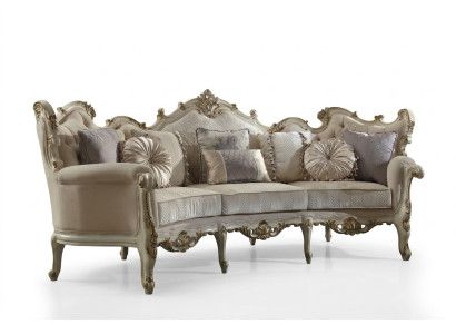 Canapé exclusif en bois sculpté quatre places xxl baroque rococo canapé textile