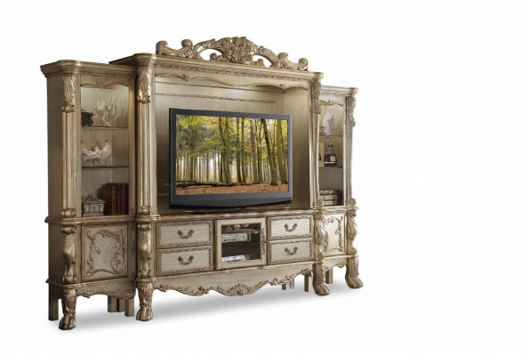 Mur de télévision Étagère de style bois baroque Meuble de salon Armoire Nouveau Classique