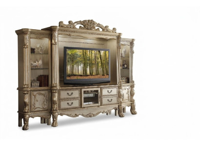 Mur de télévision Étagère de style bois baroque Meuble de salon Armoire Nouveau Classique