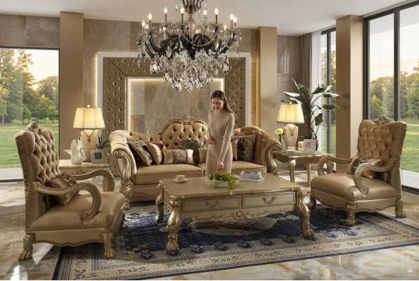 Meubles de luxe Ensemble de canapés Canapé Canapé Capitonnage 3+1+1 Places avec table basse