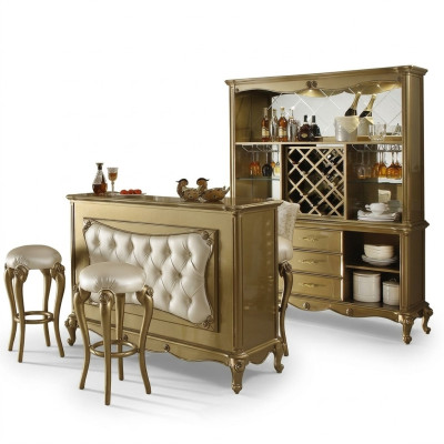 Meubles de bar modernes, designer du table de bar Chesterfield avec 2 tabourets de bar. Ensemble complet de 3 pièces.