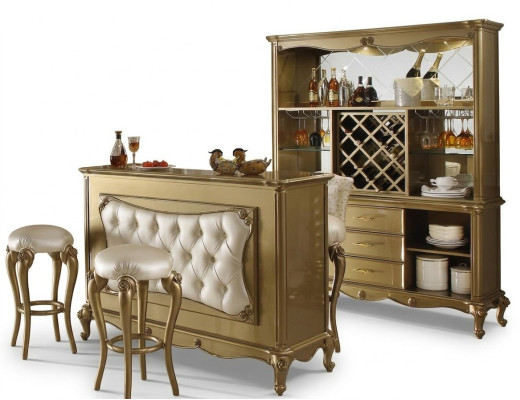 Complétez eBar 4 pièces Ensemble Table de bar 2x Tabouret de bar Armoire Baroque Rococo Set