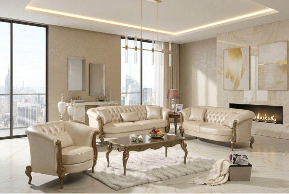 Ensemble de canapé de mobilier de luxe Canapé Canapé Rembourrage 3+2+1 places avec table basse Canapés