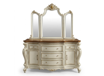 Buffet Bahut Commode avec miroir en bois massif fait à la main style rococo baroque.