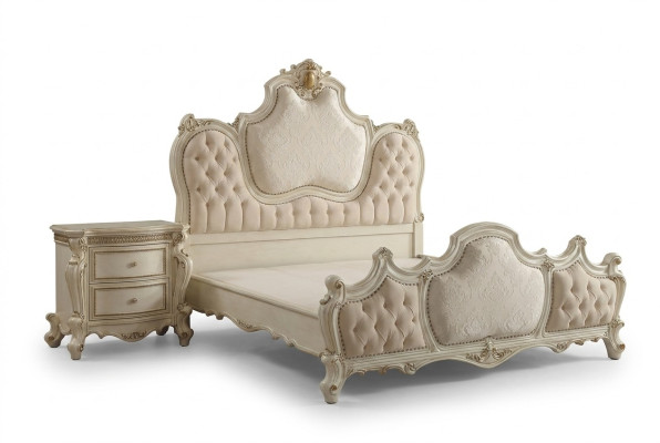Classique s Bed Baroque Chesterfield Rococo Hôtel Style Double Antique en Cuir