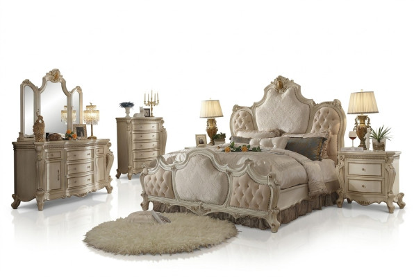 Lit 2x Table de chevet 3 pièces Ensemble de chambre Luxe Lits Chesterfield