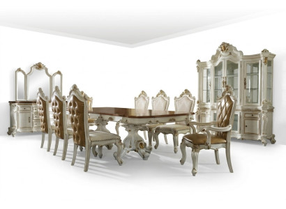 Ensemble salle à manger classique beige Luxueuse table à manger 8 chaises Chesterfield Ensemble de 11 pièces