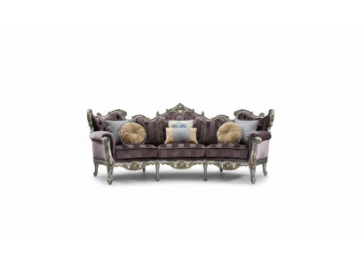 Canapé de salon classique à quatre places en textile style rococo baroque de luxe.