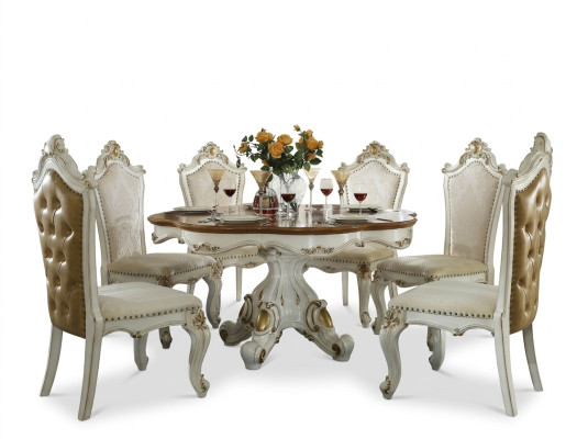 Table ronde de salle à manger en bois rond, tables rondes classiques de style rococo baroque.