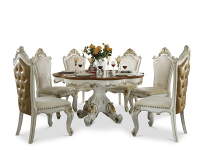 Table ronde de salle à manger en bois rond, tables rondes classiques de style rococo baroque.