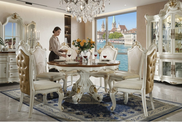 Salle à manger Royale Style Baroque Rococo - Table & 8 chaises Chesterfield