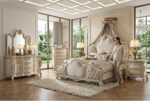 Chambre de designer Lit 2x Tables de chevet Commode Ensemble 4 pièces. Neuf 180x200cm