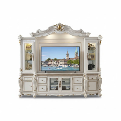 Télévision Mur Classique Unité murale Véritable Artisanat Bois Vitrine Décorative Étagère