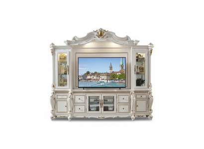 Télévision Mur Classique Unité murale Véritable Artisanat Bois Vitrine Décorative Étagère