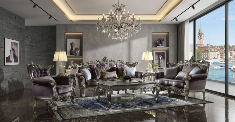 Ensemble de canapés 3+2+1 places Canapé design Canapé Rembourrage Luxe Baroque