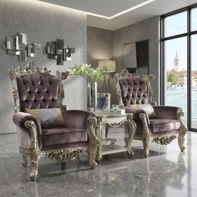 Tapissier 1 place chaises de style ancien Beige Baroque bois trône fauteuil royal