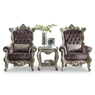 Tapissier 1 place chaises de style ancien Beige Baroque bois trône fauteuil royal