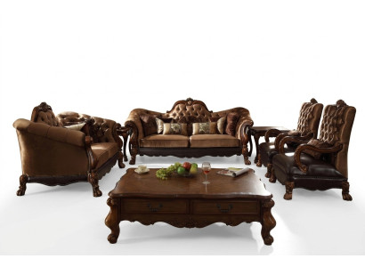 Ensemble complet Ensemble de canapé 3 2 1 1 place + Table basse en bois baroque