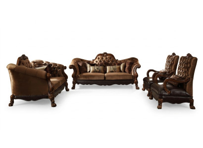 Canapé 3 places Siège Canapé Rembourrage Suite Tissu Canapés Canapés Bois Chesterfield