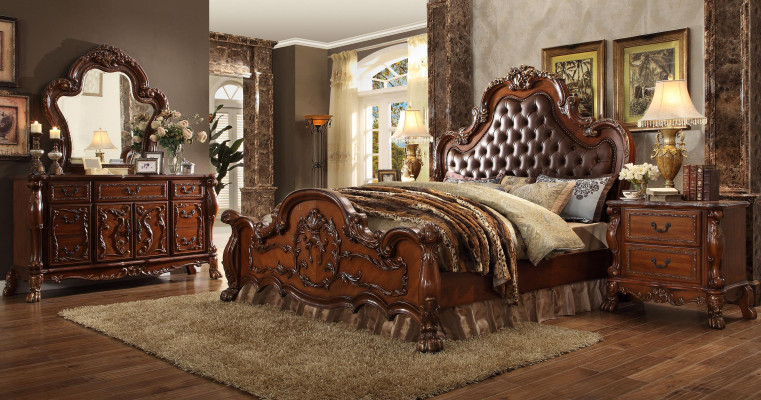 Lit 2x Tables de chevet 3 pièces. Ensemble de meubles Baroque Rococo Chambre à coucher