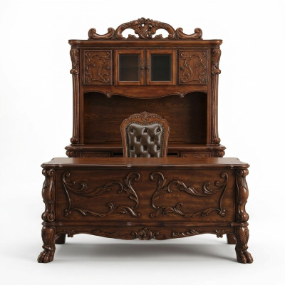 Chaise de bureau, bureau d'ordinateur, bureau de designer, tables de bureau, Baroque, Rococo, ensemble de 3 pièces.